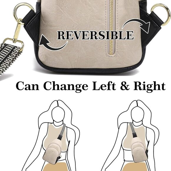 Crossbody Sling Bags Fanny Packs Leather Purses Chest Bag for Women - Picture 6 of 7